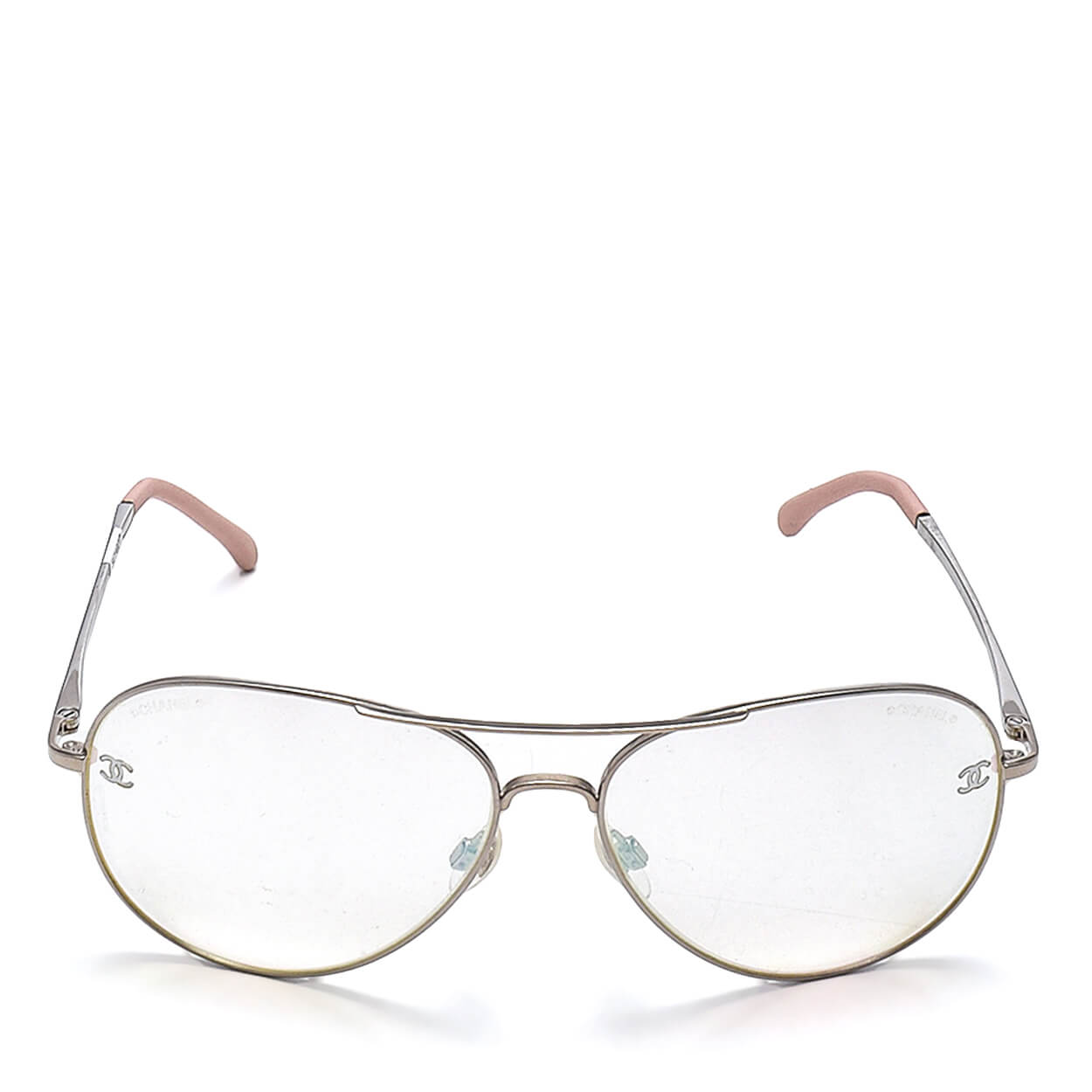 Chanel - Transparent Lens & Pink Metal CC Sunglasses